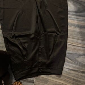 Elegant Black Wide Leg Satin Trousers- Rise:13, Inseam:31,waist:16